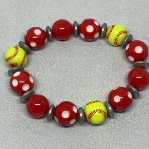 Softball Beaded Stretch Bracelet